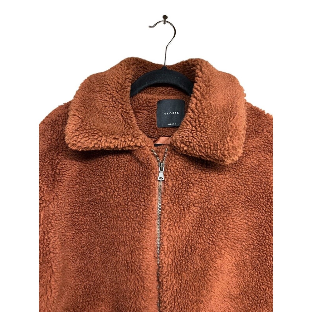 Anthropologie Elodie Faux Sherpa Shearling Teddy Coat Oversized Rust Size Small - Picture 3 of 7